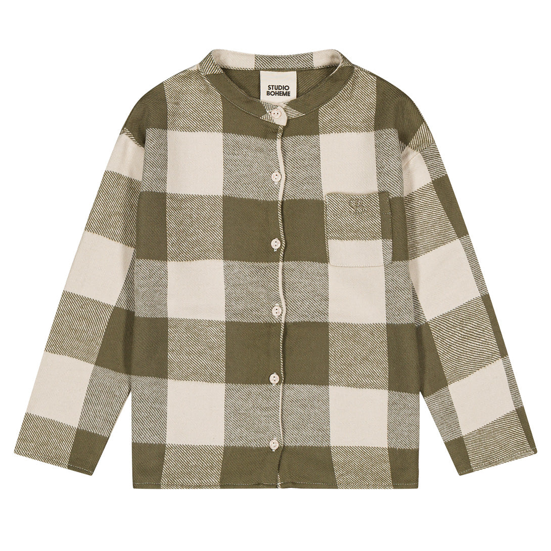 【STUDIO BOHEME】JIM SHIRT KAKI GINGHAM シャツ 12m,18m,24m,36m,4y  | Coucoubebe/ククベベ