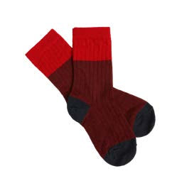 【FUB】COLOUR BLOCK SOCKS cranberry 靴下 19-21,22-24,25-28  | Coucoubebe/ククベベ