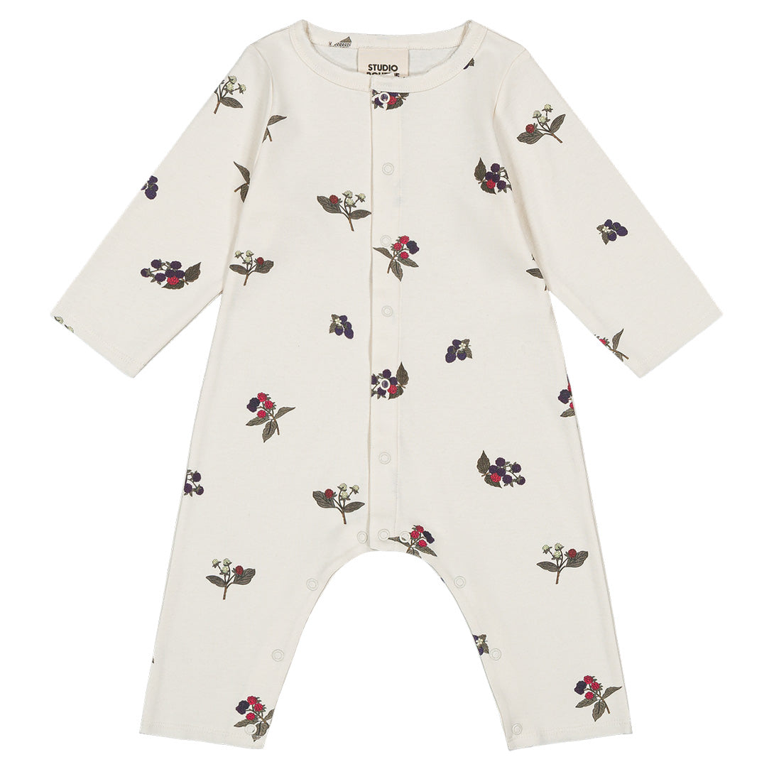 【STUDIO BOHEME】【9月上旬発送】BEN JUMPSUIT ECRU/BLACKBERRIES ロンパース 6m,12m,18m  | Coucoubebe/ククベベ