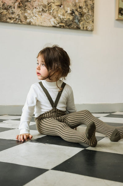 【SILLY Silas】【予約販売】Seaweed Brown×Peanut Striped タイツ 3-6m,6-12m,1-2y（Sub Image-5） | Coucoubebe/ククベベ