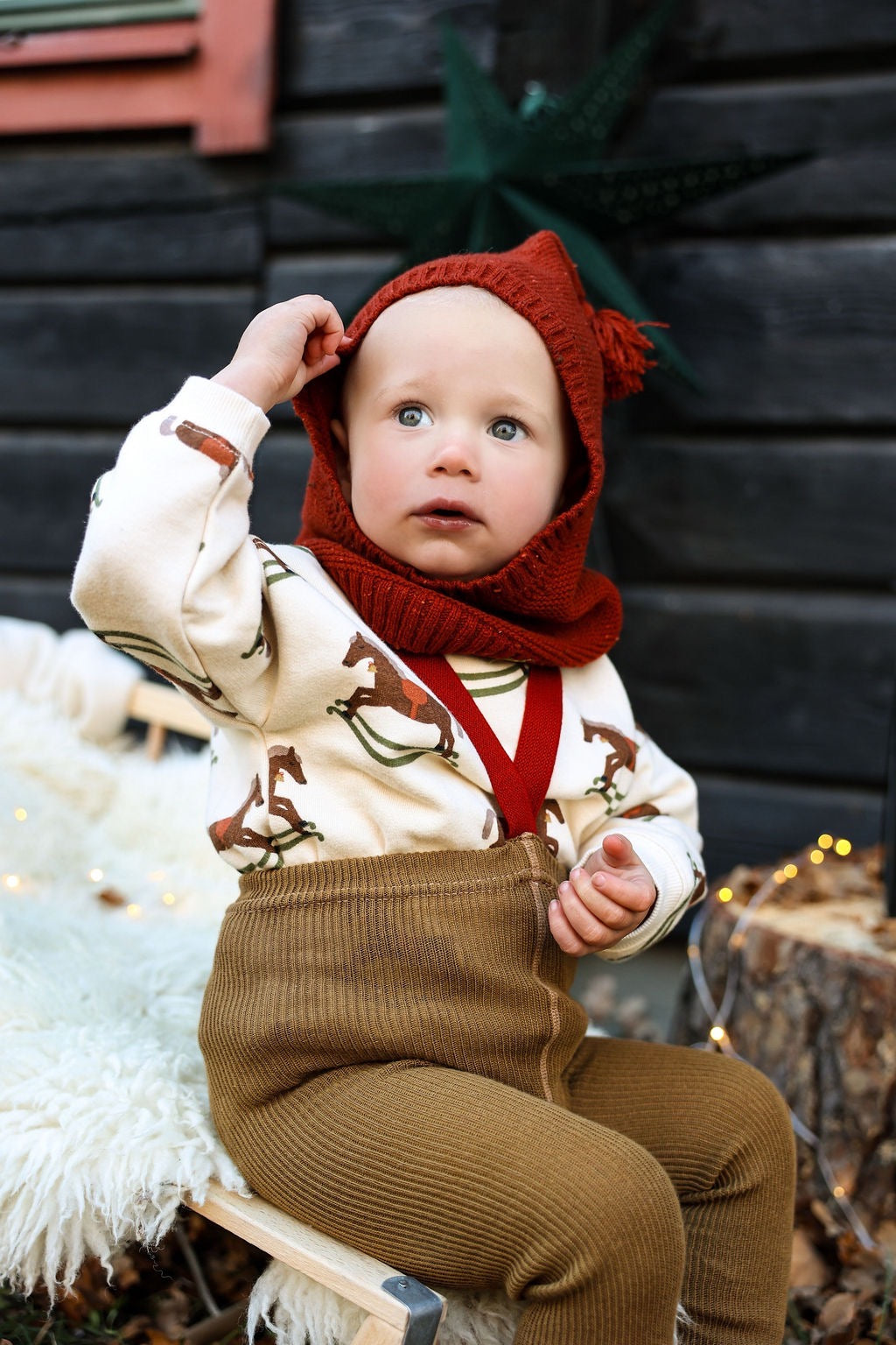 【SILLY Silas】Classic Footed Acorn Brown×Maple Leaf タイツ 3-6m  | Coucoubebe/ククベベ