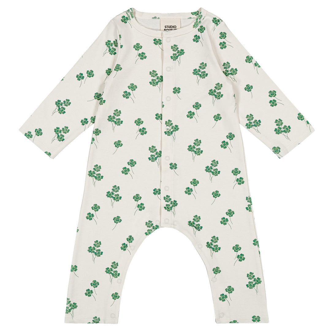 【STUDIO BOHEME】【9月上旬発送】BEN JUMPSUIT ECRU/CLOVERS ロンパース 6m,12m,18m  | Coucoubebe/ククベベ