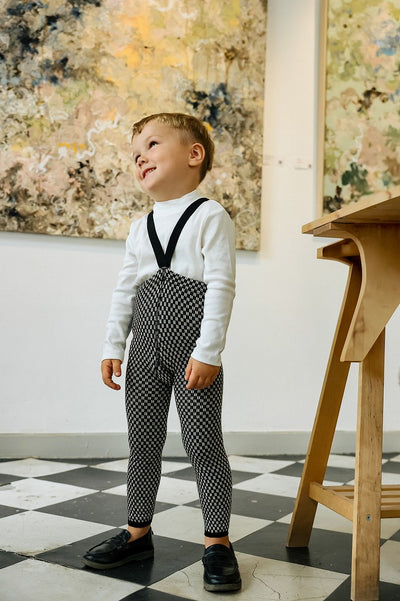 【SILLY Silas】【一部予約販売】Footless Collection Black×White Checked レギンス 6-12m,1-2y,2-3y,3-4y（Sub Image-5） | Coucoubebe/ククベベ