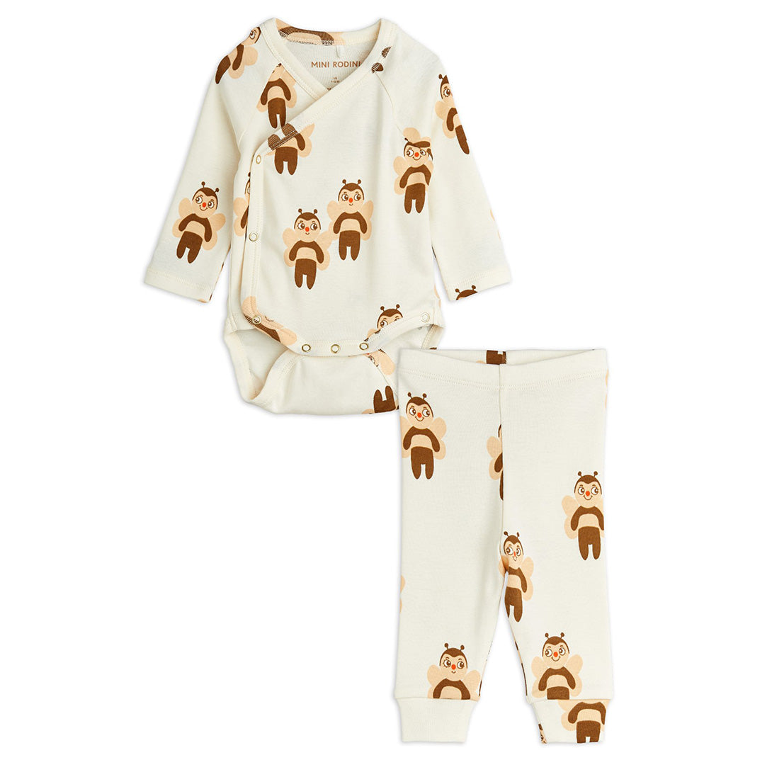 【mini rodini】Bees aop nb baby set Offwhite ベビー服セット 62,68  | Coucoubebe/ククベベ