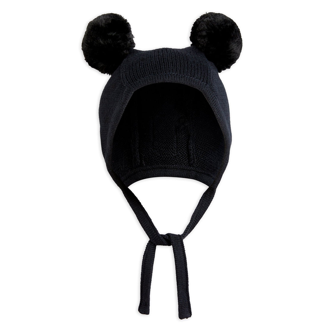 【mini rodini】Fine knit baby hat Black 帽子 36/38,40/42  | Coucoubebe/ククベベ