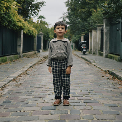 【Maison Marelle】pants LEBON tartan gray dark パンツ 18m,24m,3y,4y,（Sub Image-5） | Coucoubebe/ククベベ