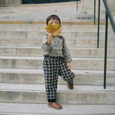 【Maison Marelle】pants LEBON tartan gray dark パンツ 18m,24m,3y,4y,（Sub Image-12） | Coucoubebe/ククベベ