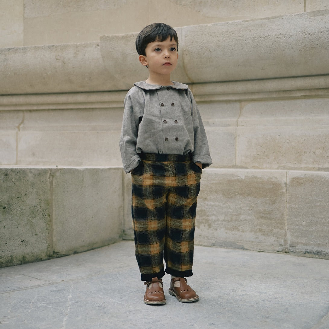 【Maison Marelle】pants LEBON tartan camel black パンツ 18m,24m,3y,4y  | Coucoubebe/ククベベ