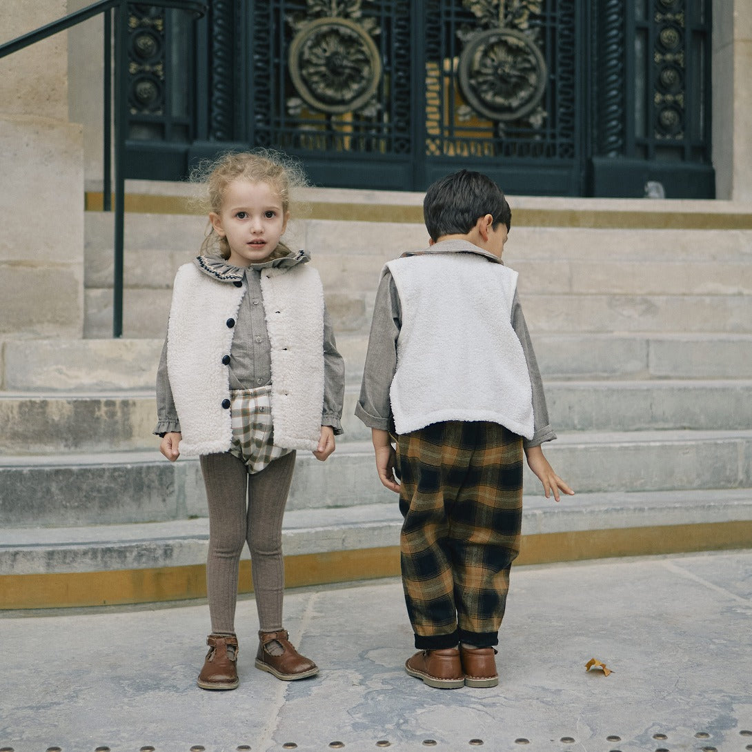 【Maison Marelle】pants LEBON tartan camel black パンツ 18m,24m,3y,4y  | Coucoubebe/ククベベ