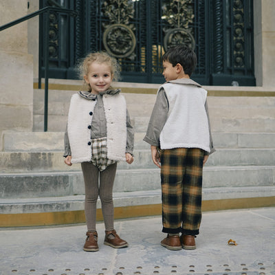 【Maison Marelle】pants LEBON tartan camel black パンツ 18m,24m,3y,4y（Sub Image-11） | Coucoubebe/ククベベ