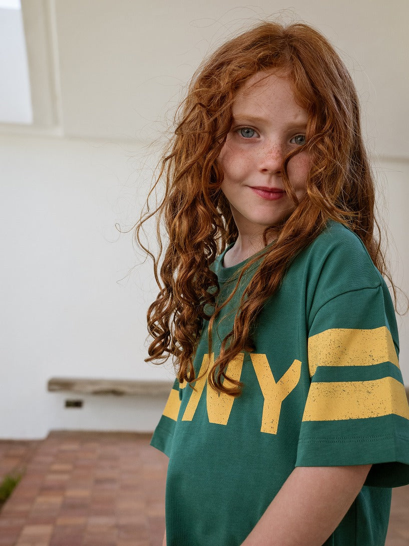 【tinycottons】STRIPES LOGO TEE dark emerald Tシャツ 2y,3y,4y  | Coucoubebe/ククベベ