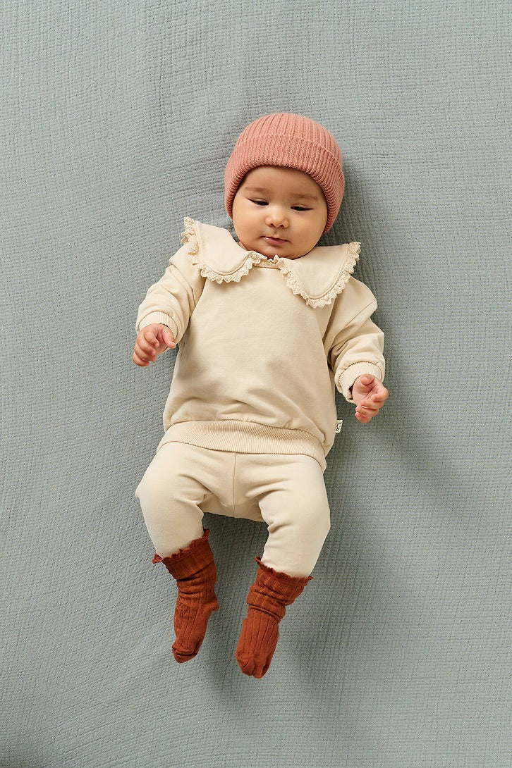 【my little cozmo】【40%OFF】Soft-touch ruffle baby sweatshirt Stone スウェット 12m,18m,24m  | Coucoubebe/ククベベ