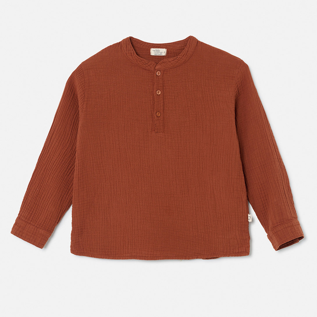 【my little cozmo】【40%OFF】Soft gauze shirt Brown 長袖シャツ 2Y,4Y,6Y  | Coucoubebe/ククベベ