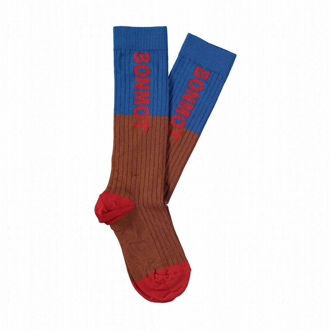 【bonmot organic】【40%OFF】Sock bonmot color block Fresh blue 靴下 S-2,S-3,S-4  | Coucoubebe/ククベベ