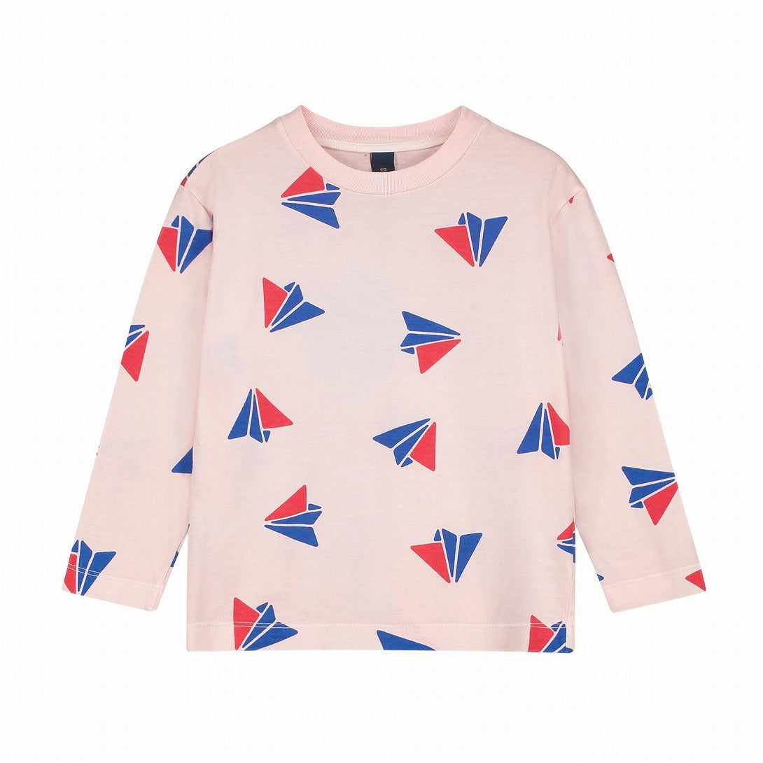 【bonmot organic】【40%OFF】T-shirt allover paper planes Dusty pink 長袖Tシャツ 12-18m,18-24m,2-3Y,4-5Y,6-7Y  | Coucoubebe/ククベベ