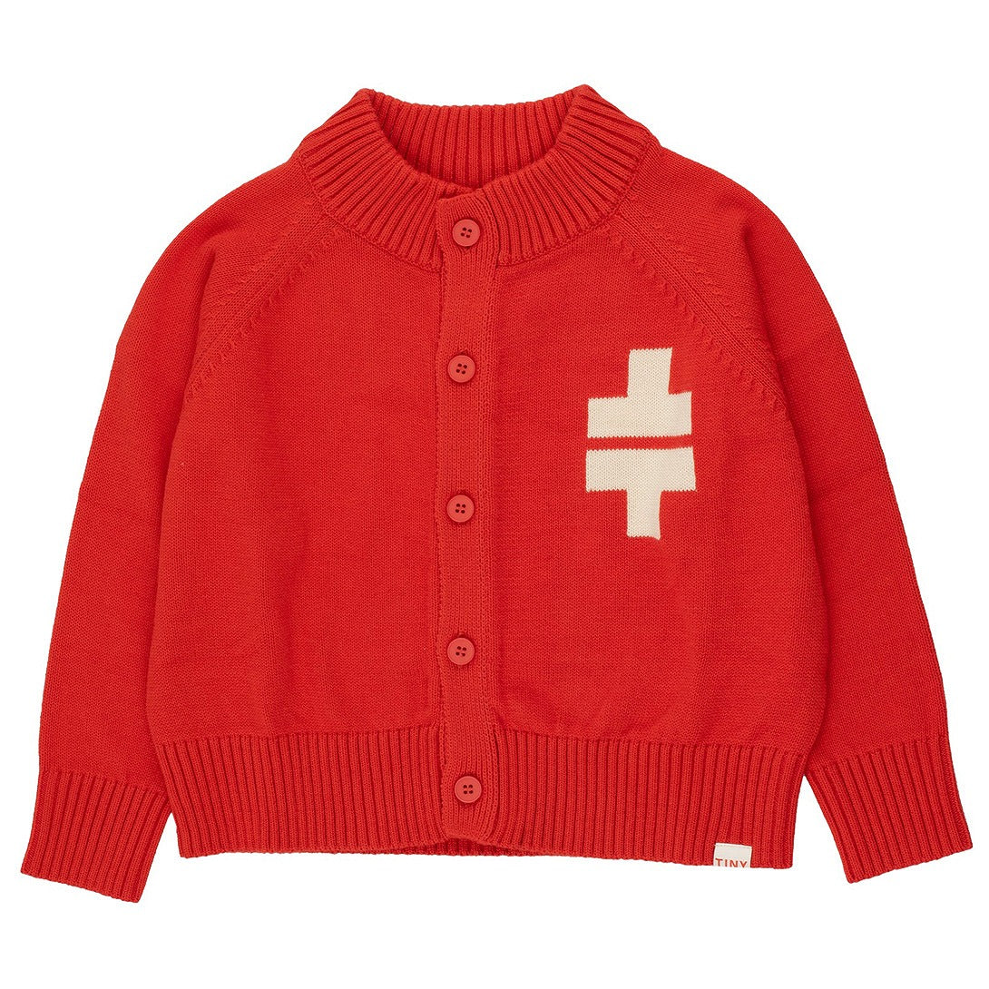 【tinycottons】RAGLAN MOCKNECK CARDIGAN red カーディガン 2y,4y,6y  | Coucoubebe/ククベベ