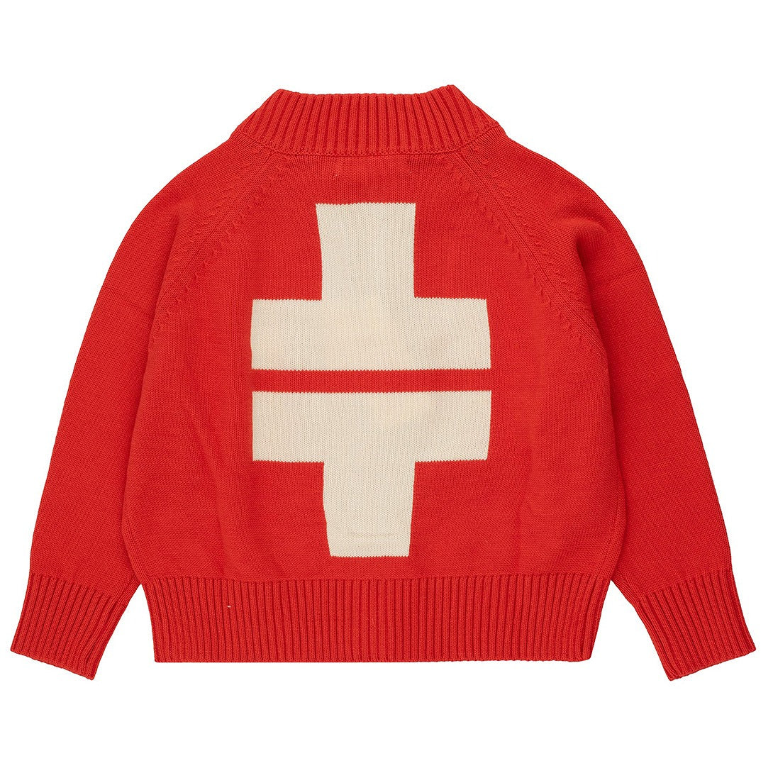 【tinycottons】RAGLAN MOCKNECK CARDIGAN red カーディガン 2y,4y,6y  | Coucoubebe/ククベベ