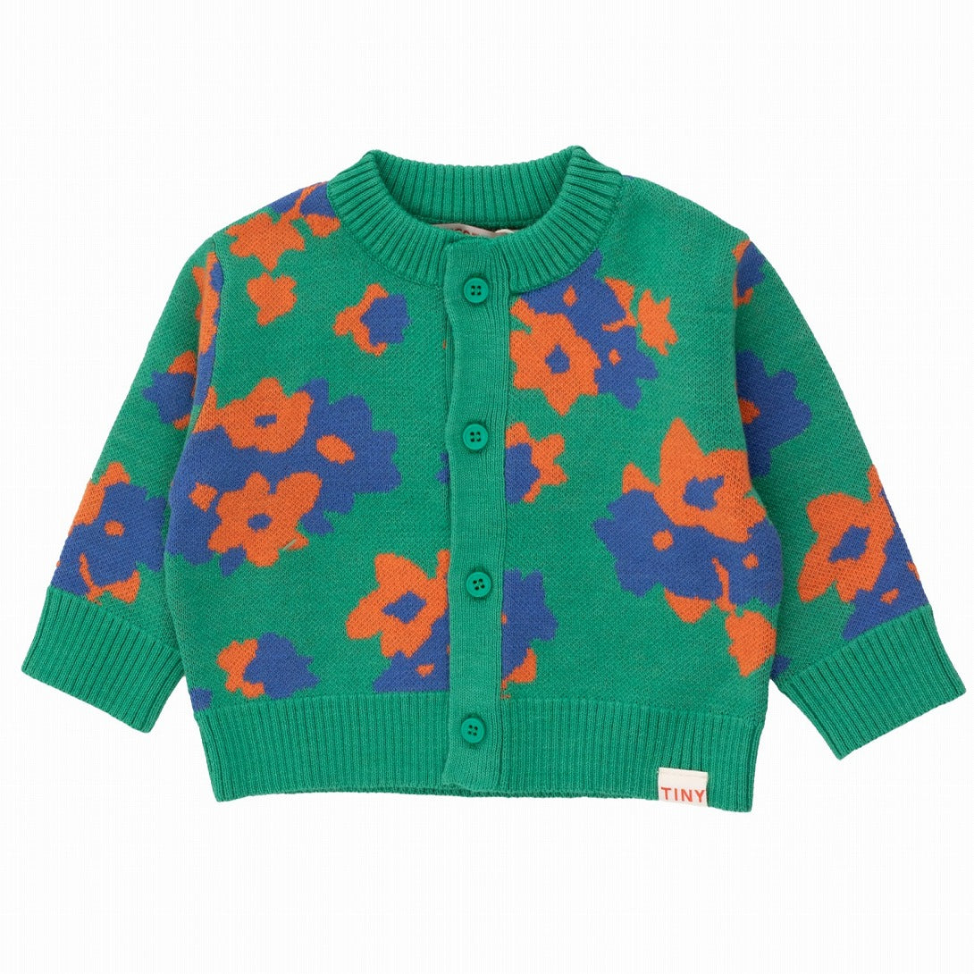 【tinycottons】FLOWERS BABY CARDIGAN emerald カーディガン 18m,24m  | Coucoubebe/ククベベ