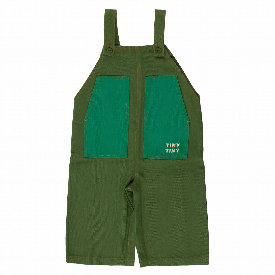 【tinycottons】BABY COLOR BLOCKED DUNGAREE moss green ダンガリー 12m,18m,24m  | Coucoubebe/ククベベ