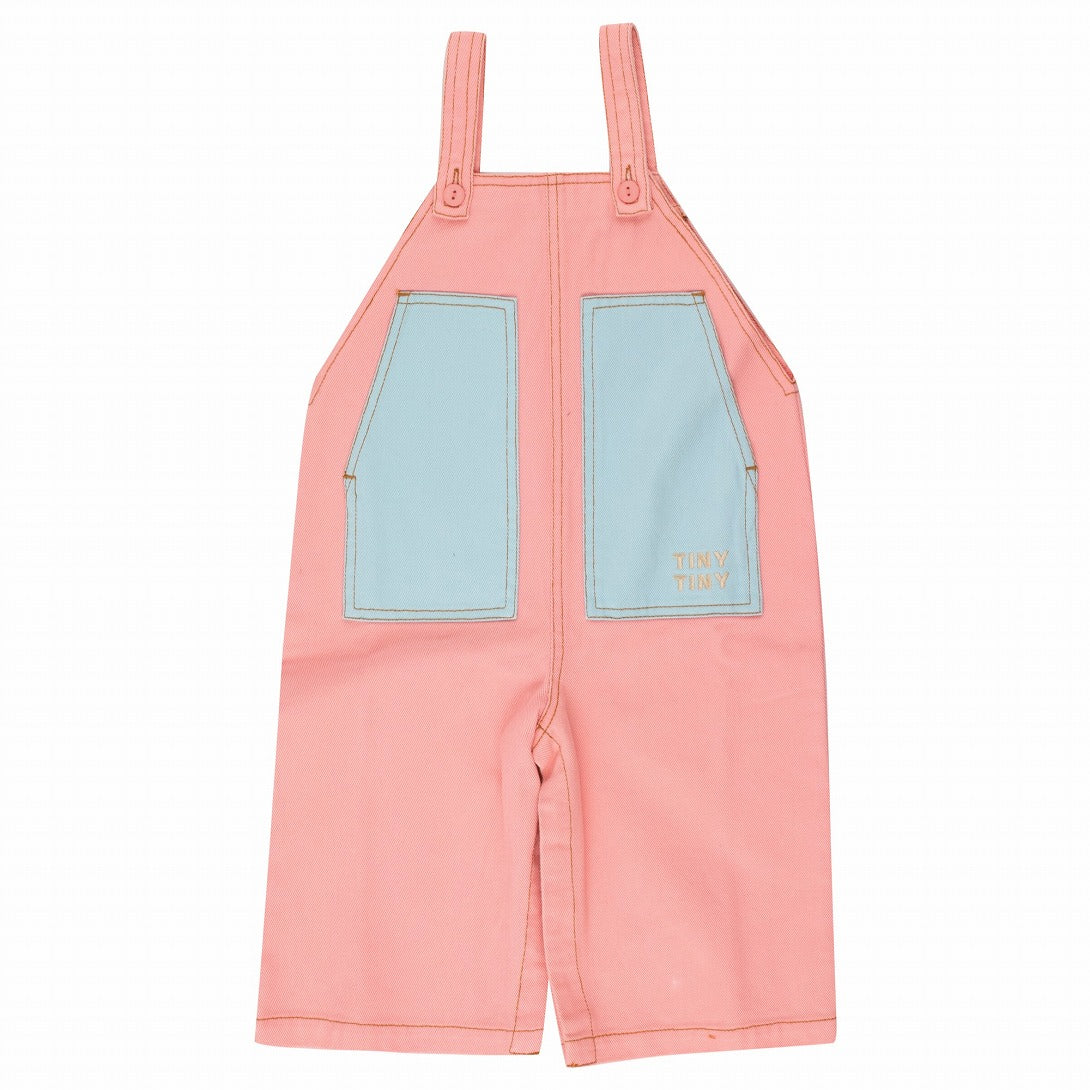 【tinycottons】BABY COLOR BLOCKED DUNGAREE peach ダンガリー 12m,18m,24m  | Coucoubebe/ククベベ