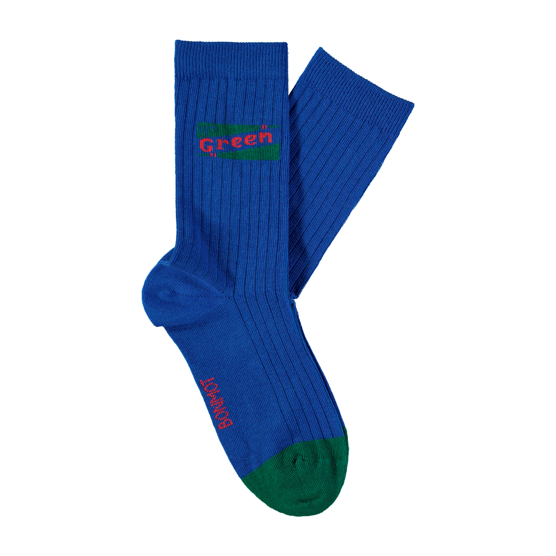 【bonmot organic】Sock green flag Fog 靴下 3-4Y  | Coucoubebe/ククベベ