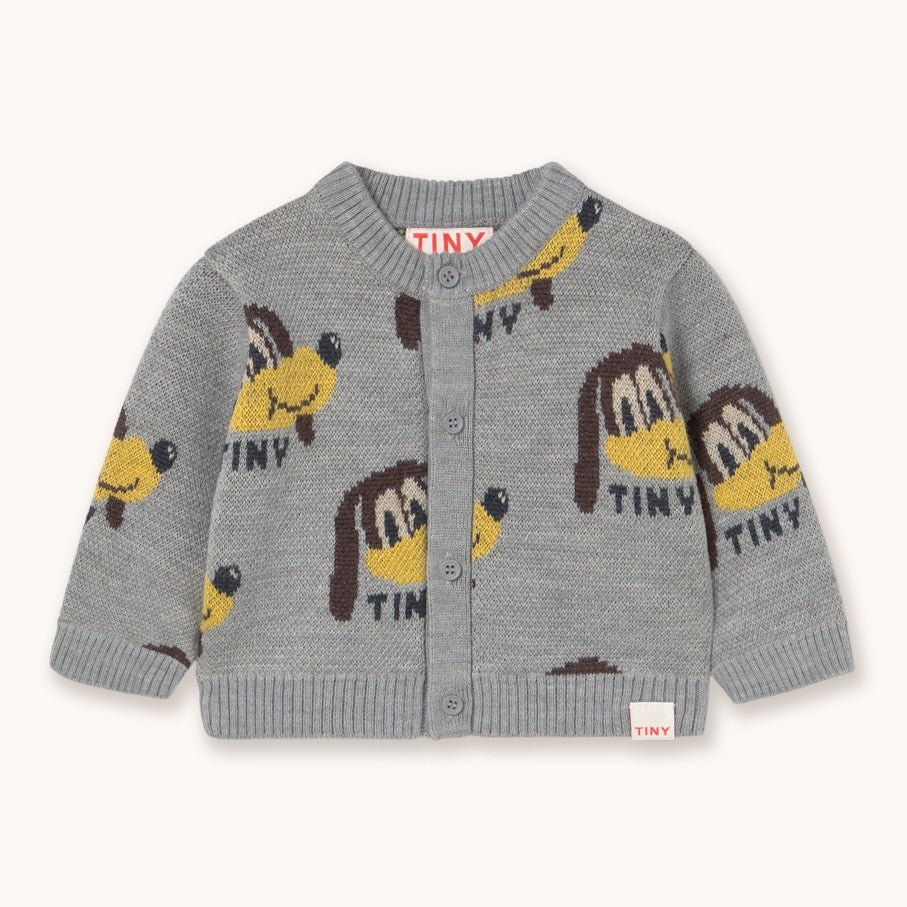 【tinycottons】DOGS BABY CARDIGAN medium grey heather カーディガン 12m,18m,24m  | Coucoubebe/ククベベ