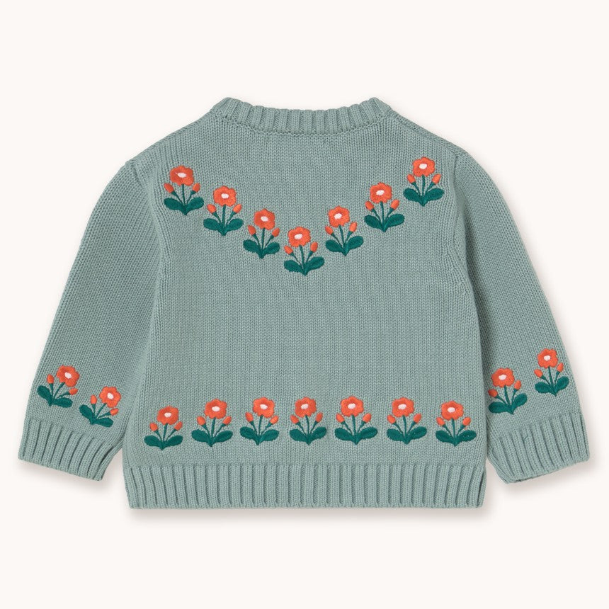 【tinycottons】FLOWERS BABY CARDIGAN sage カーディガン 12m,18m,24m  | Coucoubebe/ククベベ