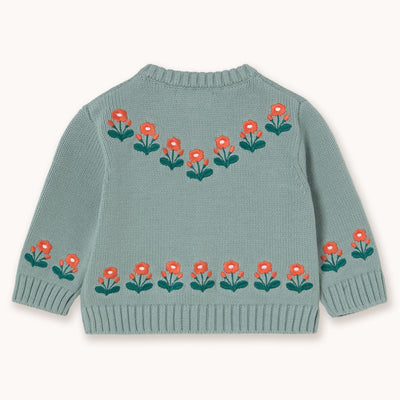 【tinycottons】FLOWERS BABY CARDIGAN sage カーディガン 12m,18m,24m（Sub Image-2） | Coucoubebe/ククベベ