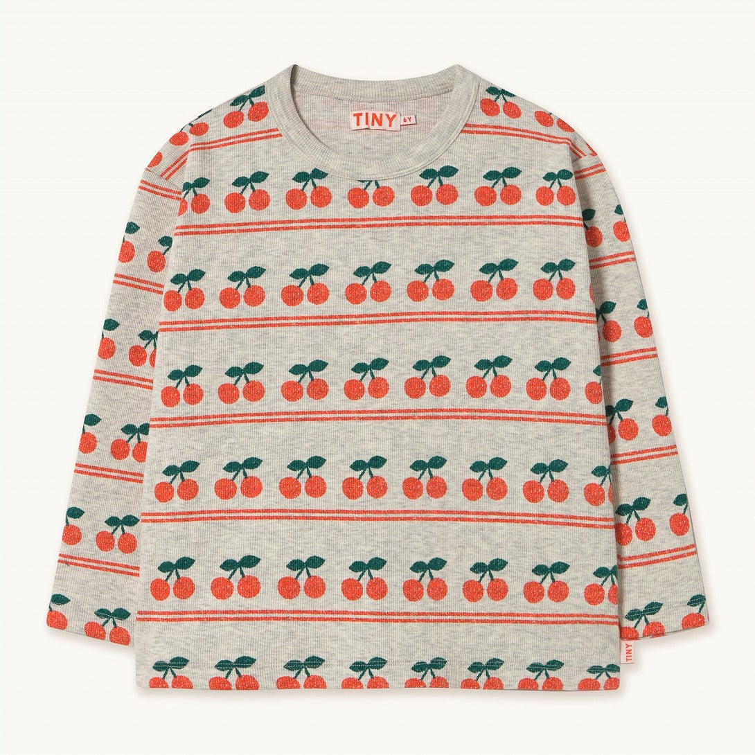 【tinycottons】CHERRY PATTERN RIB TEE light cream heather Tシャツ 2y,3y,4y  | Coucoubebe/ククベベ