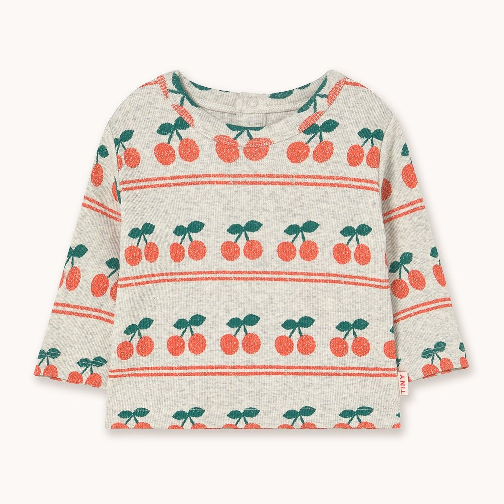 【tinycottons】CHERRY PATTERN RIB BABY TEE light cream heather Tシャツ 12m,18m,24m  | Coucoubebe/ククベベ