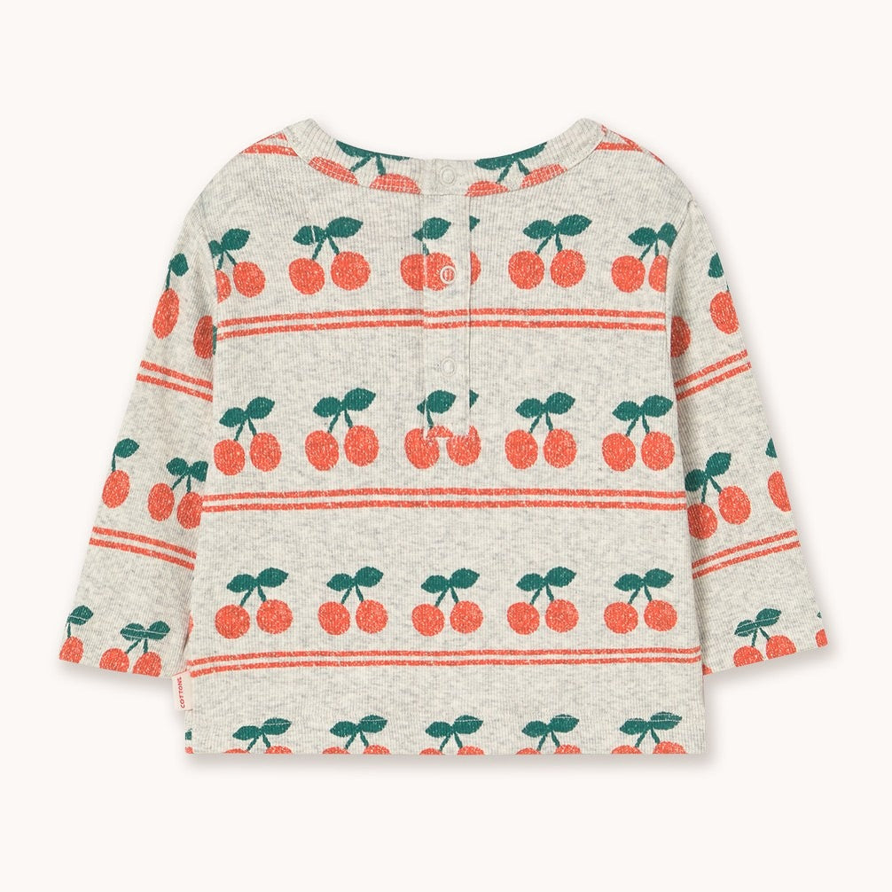 【tinycottons】CHERRY PATTERN RIB BABY TEE light cream heather Tシャツ 12m,18m,24m  | Coucoubebe/ククベベ