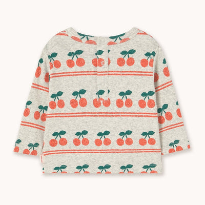 【tinycottons】CHERRY PATTERN RIB BABY TEE light cream heather Tシャツ 12m,18m,24m（Sub Image-2） | Coucoubebe/ククベベ