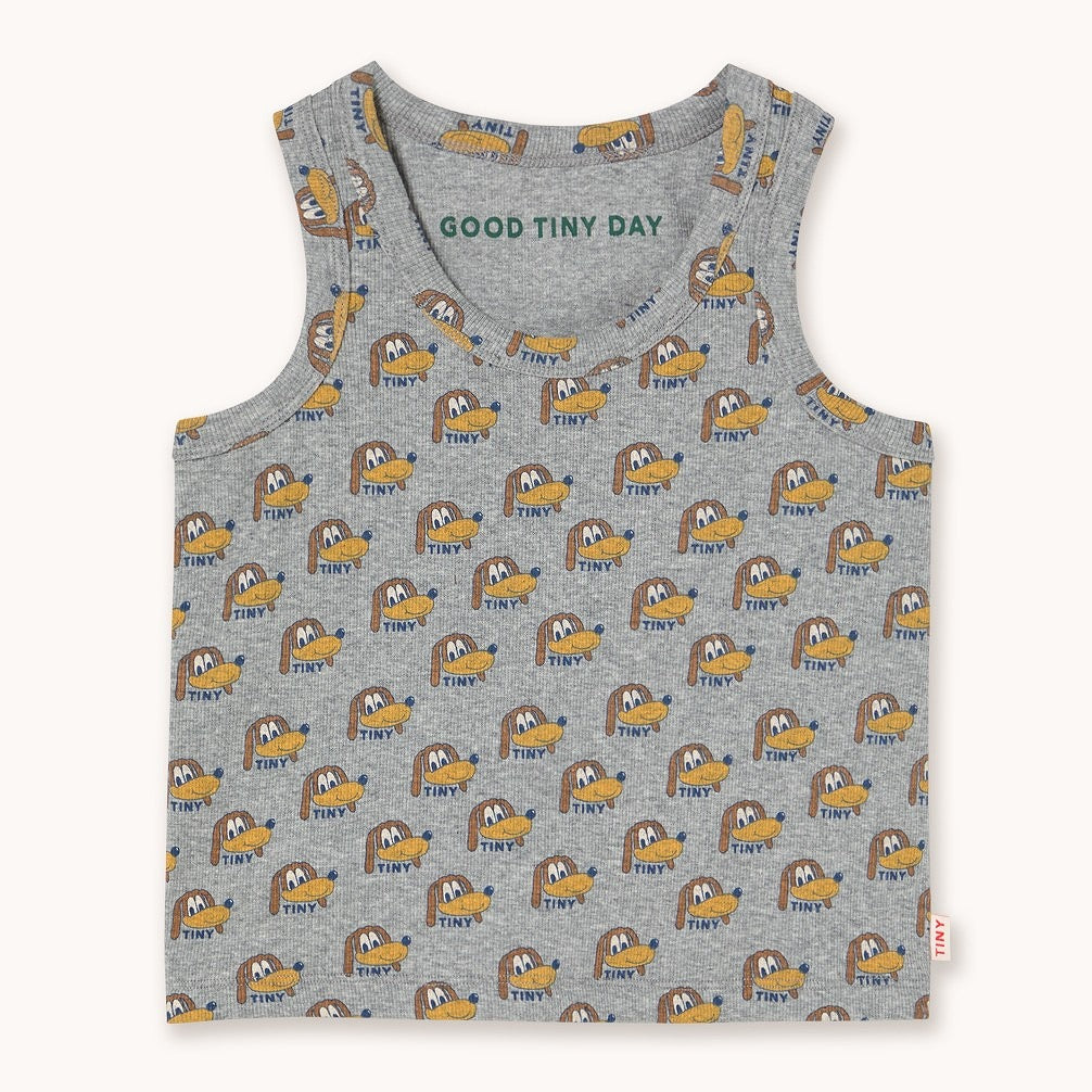 【tinycottons】DOGS TANK TOP medium grey heather タンクトップ 6y  | Coucoubebe/ククベベ
