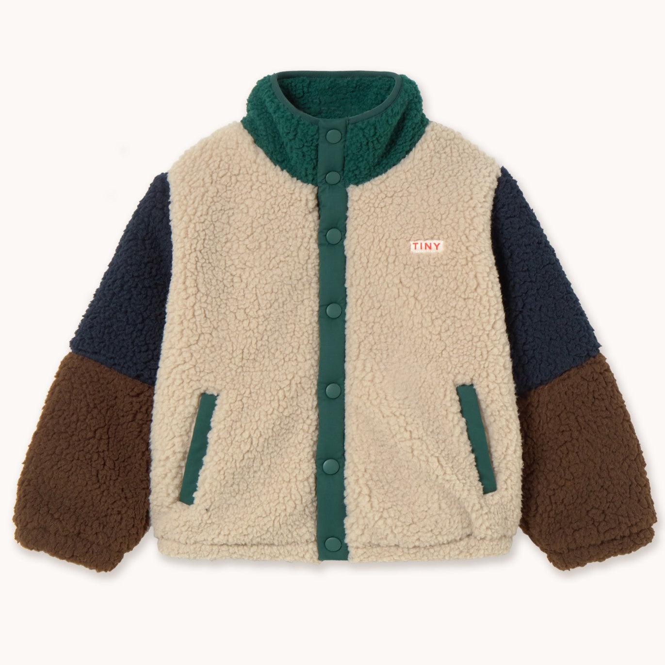 【tinycottons】COLOR BLOCK POLAR SHERPA JACKET dark green ジャケット 2y,3y,4y  | Coucoubebe/ククベベ