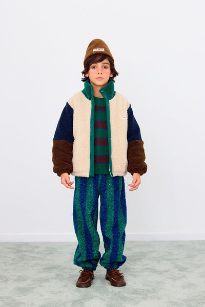【tinycottons】COLOR BLOCK POLAR SHERPA JACKET dark green ジャケット 2y,3y,4y（Sub Image-3） | Coucoubebe/ククベベ