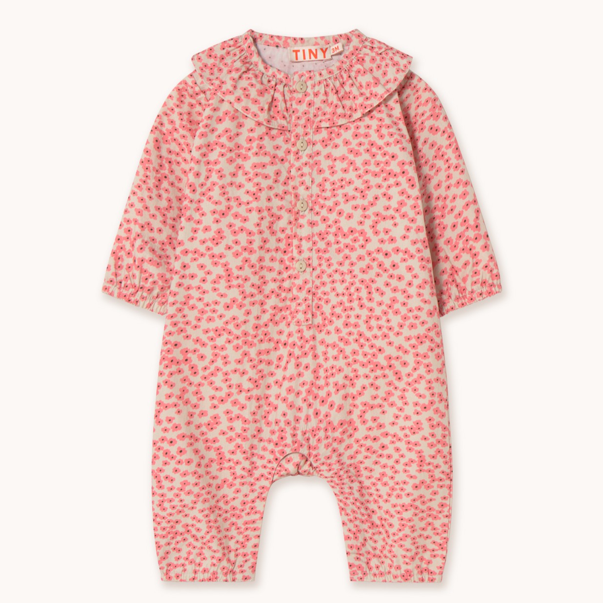 【tinycottons】SMALL FLOWERS ONE-PIECE dark vanilla ロンパース 6m,9m,12m  | Coucoubebe/ククベベ
