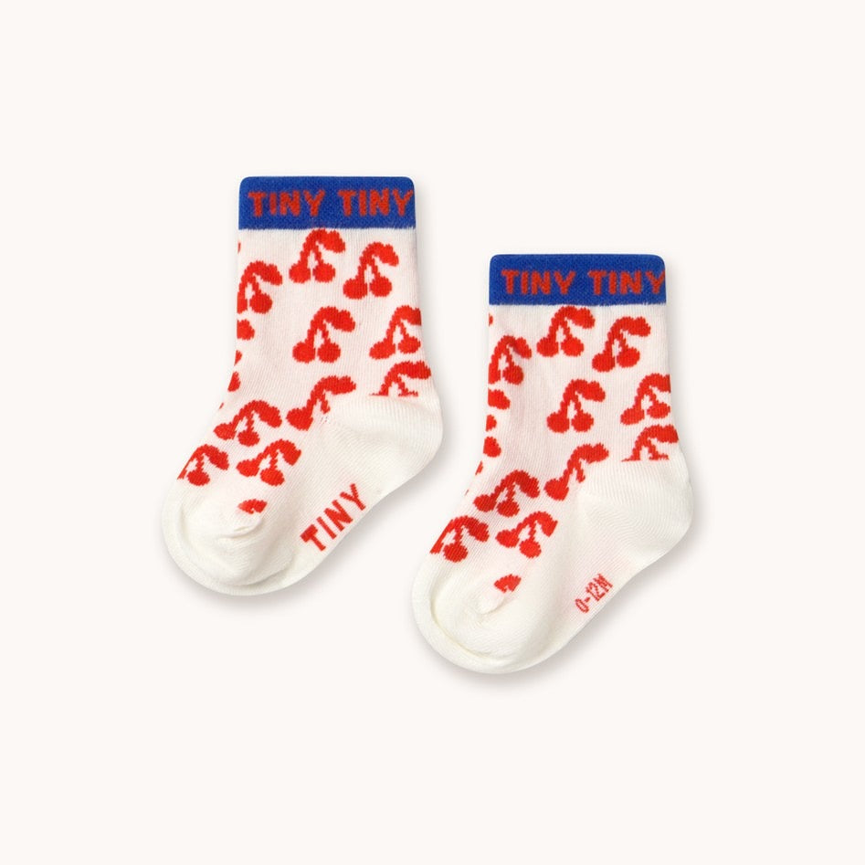 【tinycottons】CHERRIES MEDIUM SOCKS off-white 靴下 12-24m,2-4y,5-8y  | Coucoubebe/ククベベ