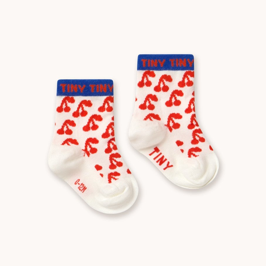 【tinycottons】CHERRIES MEDIUM SOCKS off-white 靴下 12-24m,2-4y,5-8y  | Coucoubebe/ククベベ