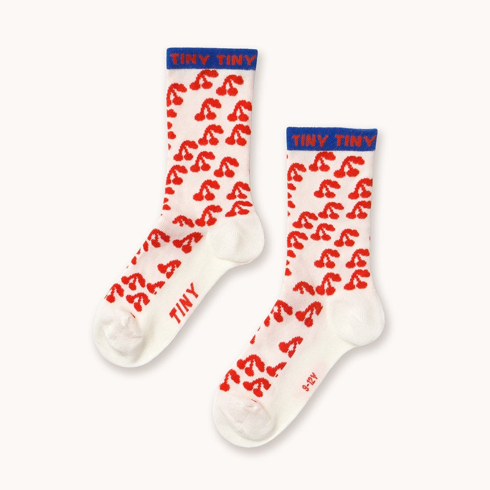 【tinycottons】CHERRIES MEDIUM SOCKS off-white 靴下 12-24m,2-4y,5-8y  | Coucoubebe/ククベベ