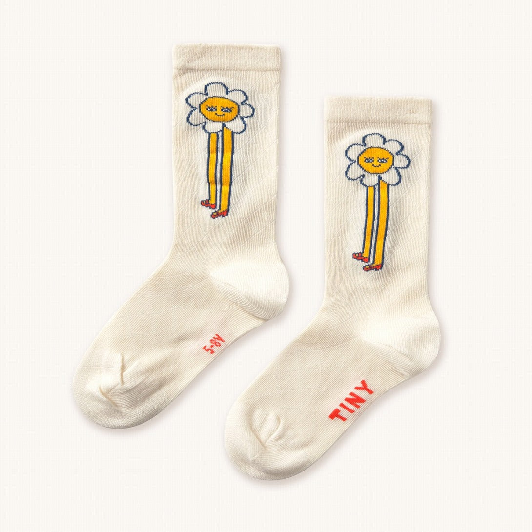 【tinycottons】DAISIES MEDIUM HEIGHT SOCKS light cream 靴下 12-24m,2-4y  | Coucoubebe/ククベベ