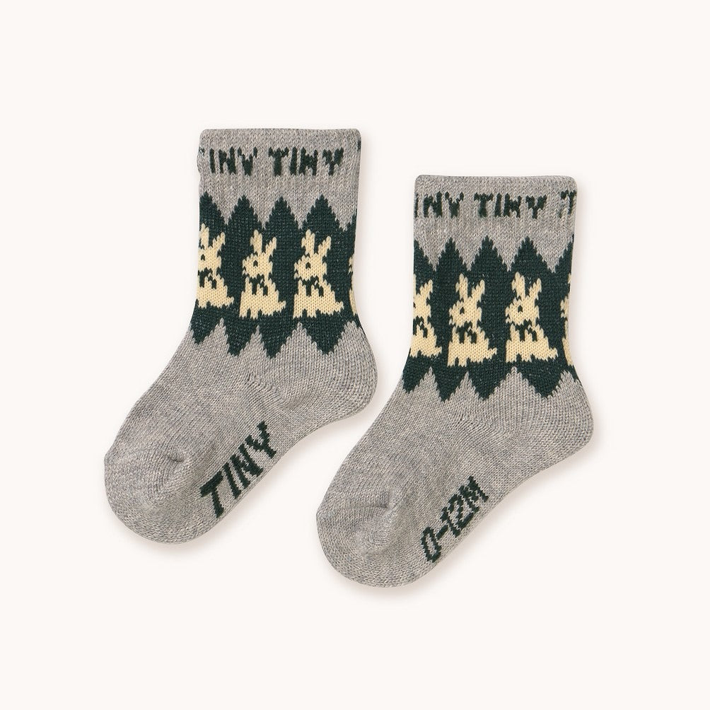 【tinycottons】RABBITS WOOL MEDIUM SOCKS teal 靴下 12-24m,2-4y,5-8y  | Coucoubebe/ククベベ