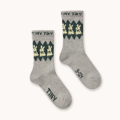 【tinycottons】RABBITS WOOL MEDIUM SOCKS teal 靴下 12-24m,2-4y,5-8y（Sub Image-3） | Coucoubebe/ククベベ
