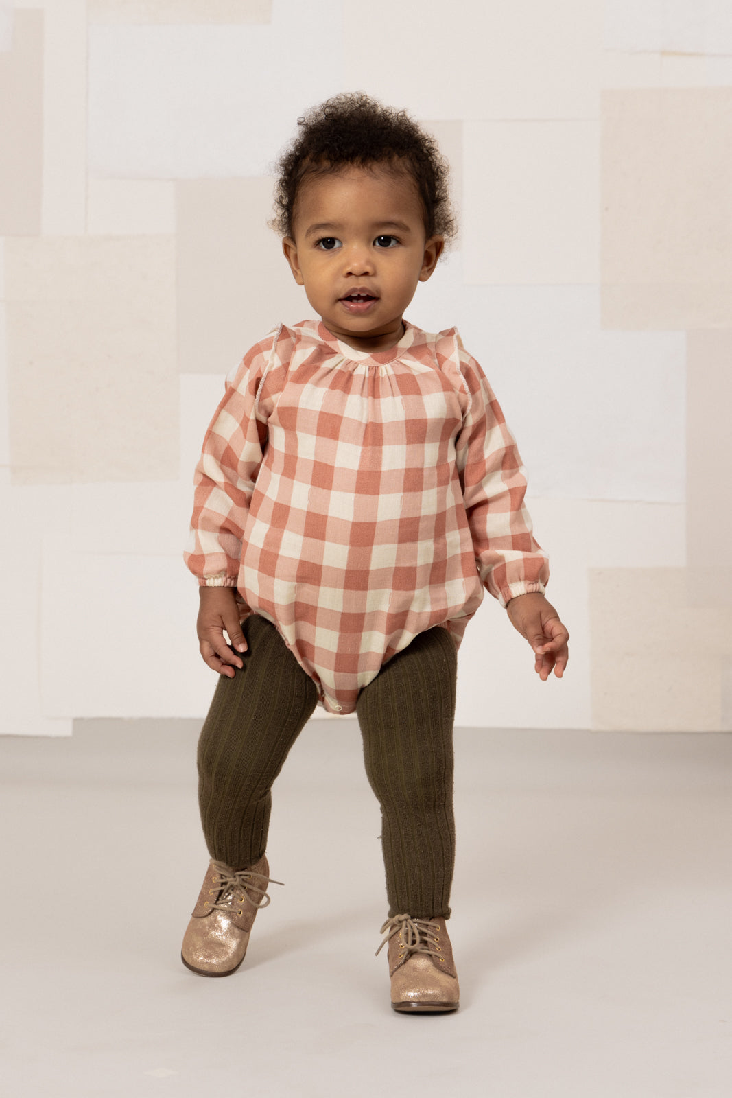 【STUDIO BOHEME】【9月上旬発送】ESMÉE ROMPER PINK GINGHAM ロンパース 6m,12m,18m  | Coucoubebe/ククベベ