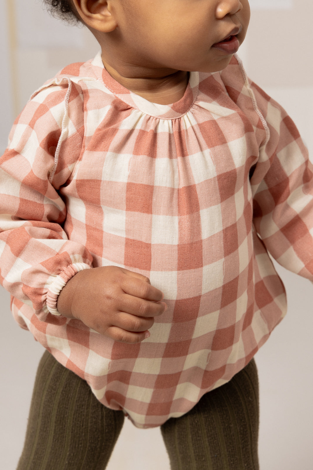 【STUDIO BOHEME】【9月上旬発送】ESMÉE ROMPER PINK GINGHAM ロンパース 6m,12m,18m  | Coucoubebe/ククベベ