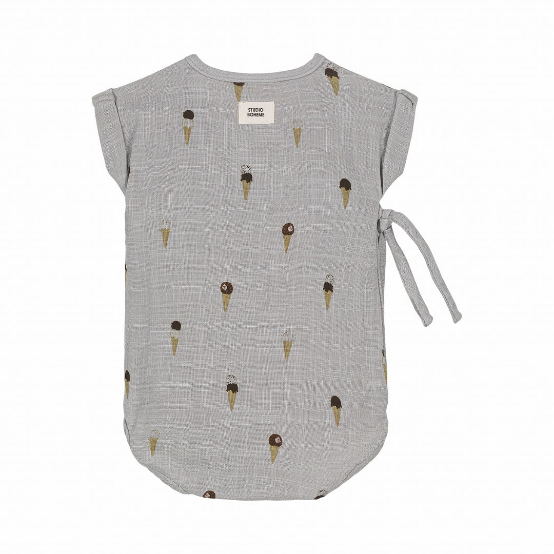 訳あり・アウトレット特集 STUDIO BOHEME】【30％OFF】ROMPER NUAGE GREY BLUE ICECREAM ロンパース・カバーオール
