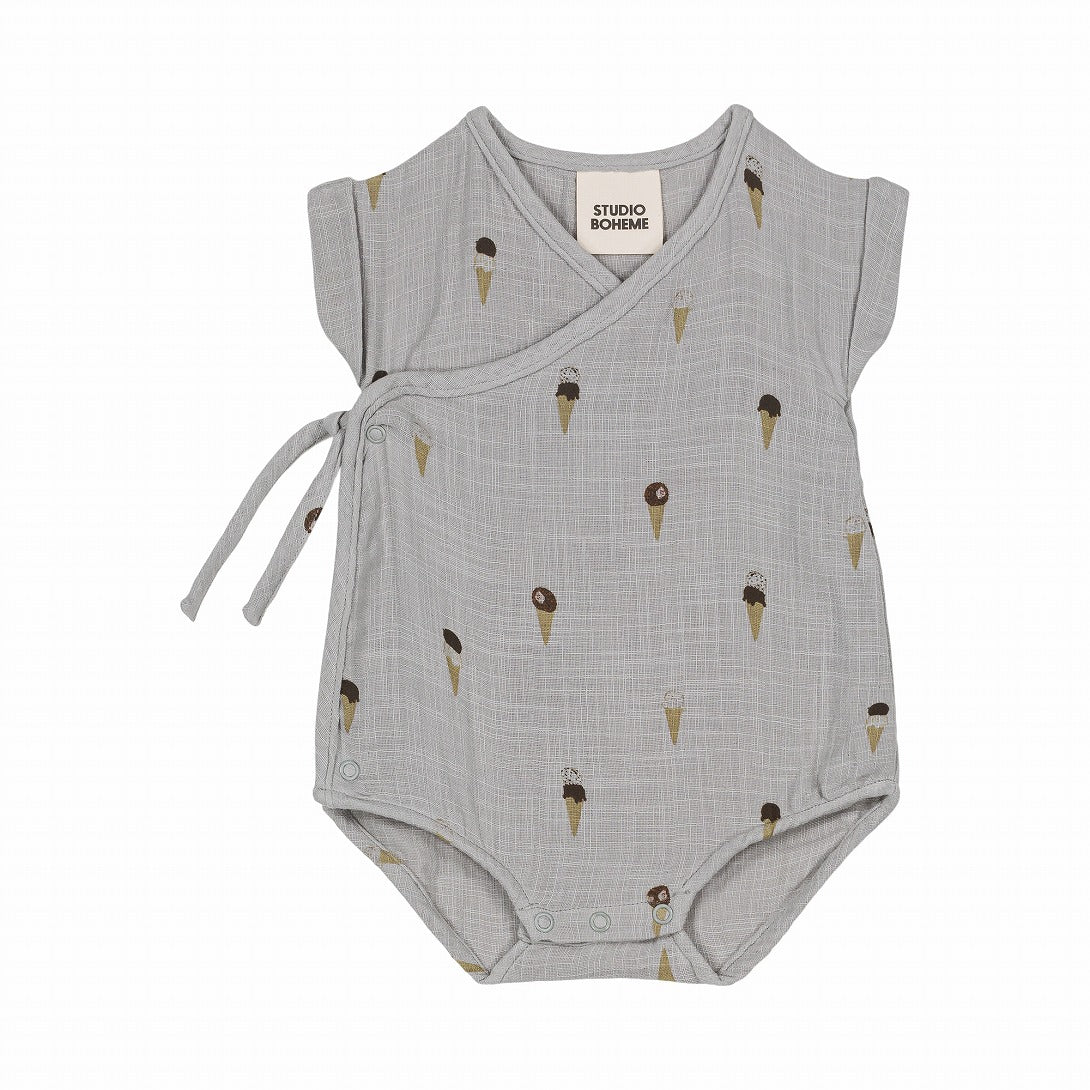 【STUDIO BOHEME】【予約】ROMPER NUAGE GREY BLUE ICECREAM ロンパース 3m,6m,12m  | Coucoubebe/ククベベ