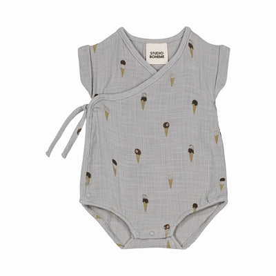 【STUDIO BOHEME】【予約】ROMPER NUAGE GREY BLUE ICECREAM ロンパース 3m,6m,12m（Sub Image-1） | Coucoubebe/ククベベ