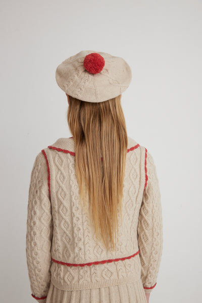 【Bebe Organic】Sienna Beret Natural Knit 帽子1,2（Sub Image-3） | Coucoubebe/ククベベ