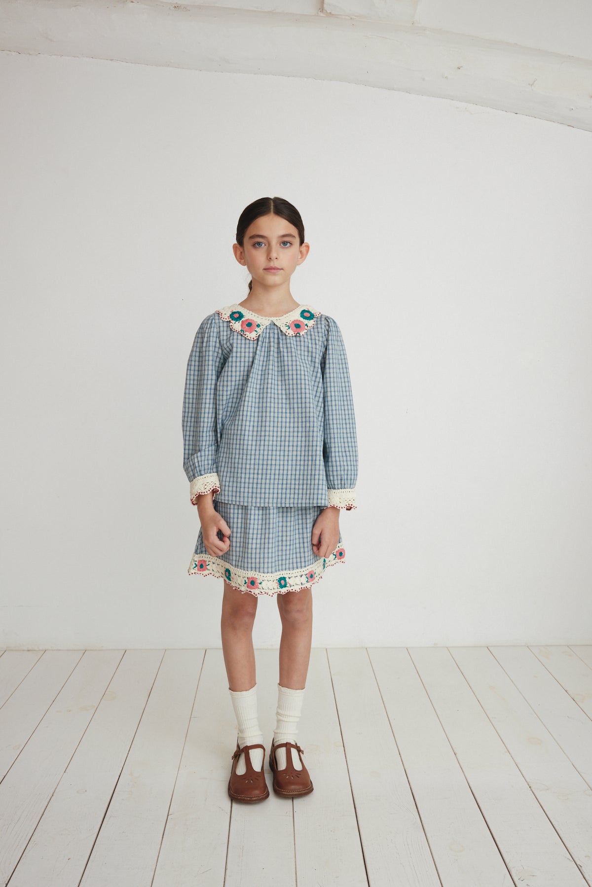 【Bebe Organic】Rhea Blouse Blue Check ブラウス 2Y,4Y  | Coucoubebe/ククベベ