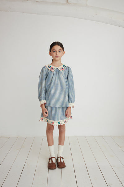 【Bebe Organic】Rhea Blouse Blue Check ブラウス 2Y,4Y（Sub Image-2） | Coucoubebe/ククベベ
